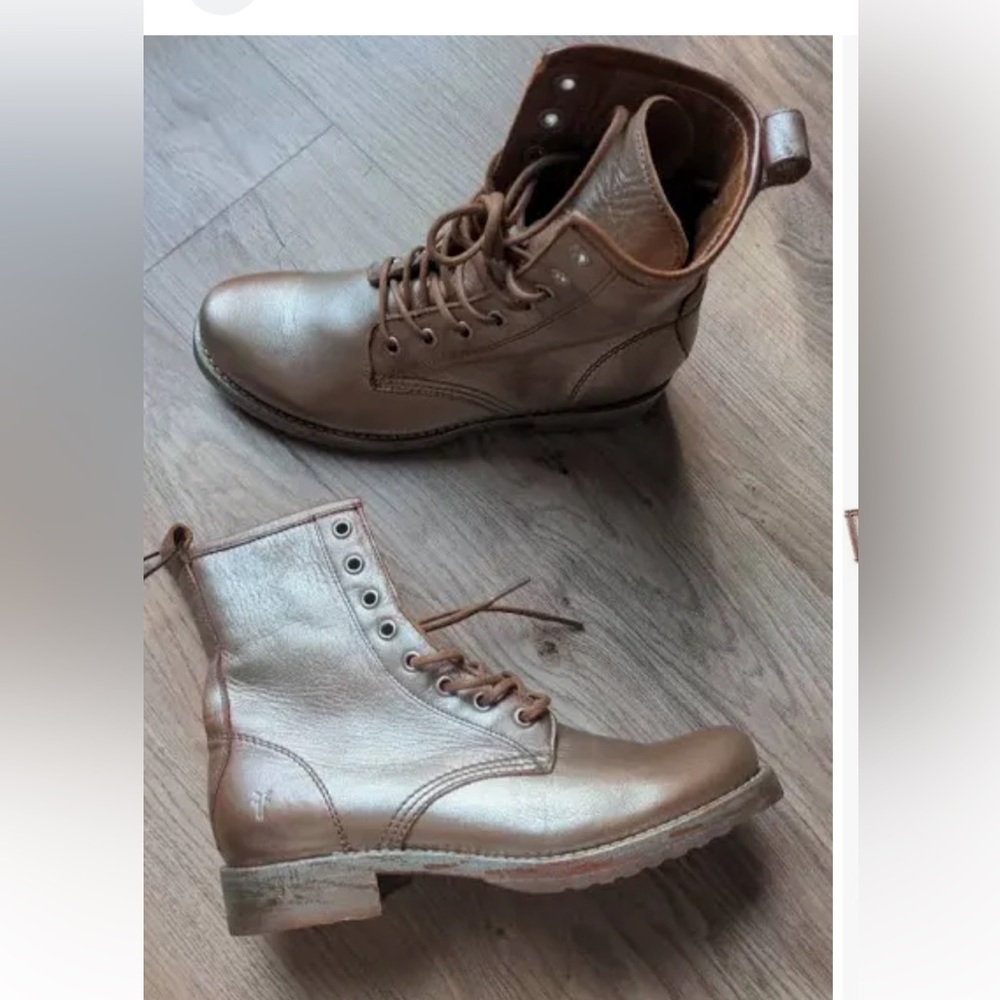 Frye Women's Combat Boots in Metallic Brown